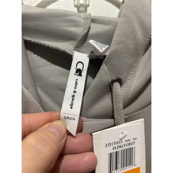 Cable & Gauge S hooded sweatshirt dress modal polyester spandex putty grey NWT - Picture 4 of 7